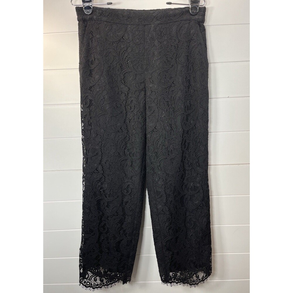 Draper James Womens Small Black Lace Eyelash Trim Pants Whimsygoth Fairy Grunge